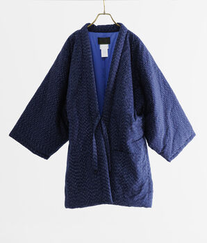 Japanese Padded Cotton Kimono Jacket Size X Large Navy, 3 of 8