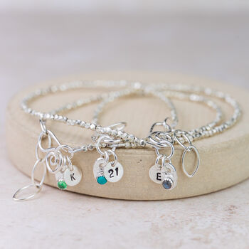 Sterling Silver Mini Nugget With Birthstone Bracelet, 6 of 8