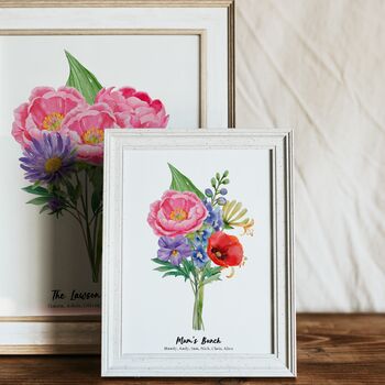Personalised Birth Flower Mum’s Bunch Print, 9 of 12