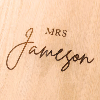 Personalised Mrs Wooden Jewellery Box With Mirror, 2 of 6