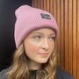 Deep Cuff Pink Beanie With Embroidered Dachshund, thumbnail 4 of 4