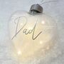 Personalised Feather Filled LED Hanging Glass Heart, thumbnail 2 of 6