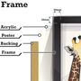 Giraffe Sitting In The Bath, Funny Bathroom Art, thumbnail 4 of 7