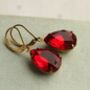 Vintage Ruby Red Teardrop Earrings, thumbnail 3 of 8