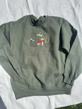 Whimsical Frogs And Toadstools Embroidered Sweatshirt, 5 of 7