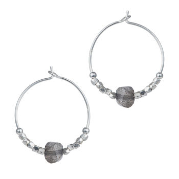 Sterling Silver And Labradorite Hoops, 8 of 12