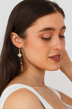 Gold Plated Cosmic Planet And Star Drop Earrings, 2 of 8