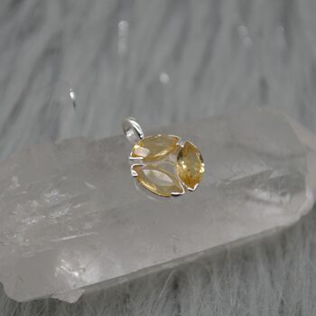 Citrine Silver Floral Pendant: November Birthstone, 3 of 8