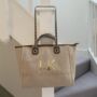 Personalised Beige And Brown Large Chain Tote Beach Bag, thumbnail 8 of 9