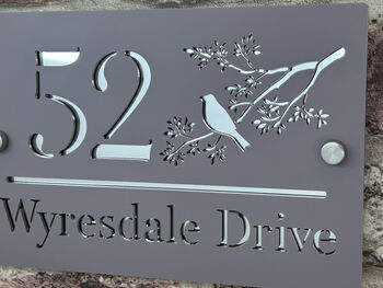 Personalised Bird In Tree Design House Acrylic Number Sign, 2 of 5