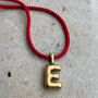 Initial Charm Rope Style Red Cord Long Necklace, thumbnail 1 of 4