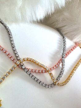 Adjustable Box Clasp Cz Tennis Bracelet In Gold, Rose Gold And Silver Plated, Gift For Her, 3 of 11