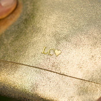 Personalised Gold Leather Clutch Bag, 5 of 10