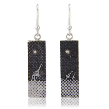Silver Giraffe And Diamond Star Earrings, 2 of 6