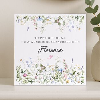 Wildflower Birthday Card Personalised For Granddaughter, 7 of 8
