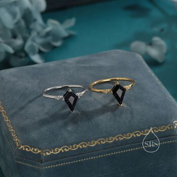 One Carat Rhombus Cut Blue Sandstone Ring In Sterling Silver, 3 of 12