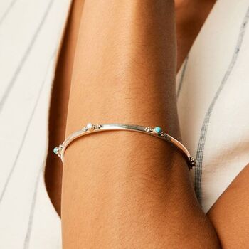 Rajput Serenity Turquoise, Pearl Silver Stacking Bangle, 2 of 9