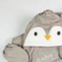 Personalised Christmas Cuddlepenguin Bamboo Kids Towel, thumbnail 1 of 10