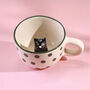 G Decor Handmade And Hand Painted Peekaboo Cats Polka Dot Mug Collection, thumbnail 6 of 8