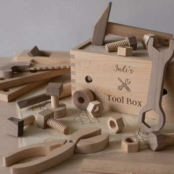 Wooden Play Tools And Storage Box, 2 of 7