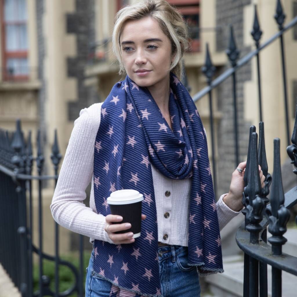 Pleated Star Print Scarf, 1 of 5