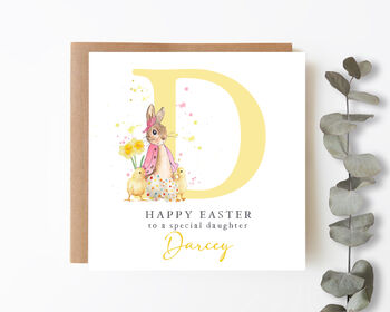 Personalised Easter Card Pink Bunny Splatter, 3 of 4