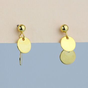 Sterling Silver Tiny Circle Dangle Stud Earrings, 3 of 7