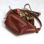 Leather Brown Crossbody Bum Bag With Pocket, thumbnail 3 of 5