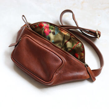 Leather Brown Crossbody Bum Bag With Pocket, 3 of 5