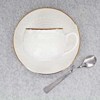 Hexa Cup And Saucer White Finish, 3 of 6