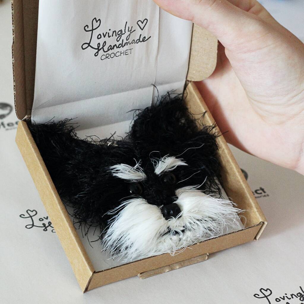 Personalised Crochet Dog Face Keyring Letterbox Gift By Lovingly