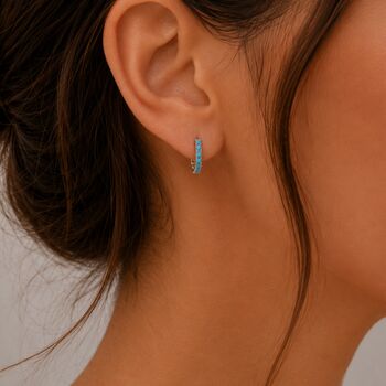 Turquoise Mini Huggie Hoop Earrings, 2 of 7