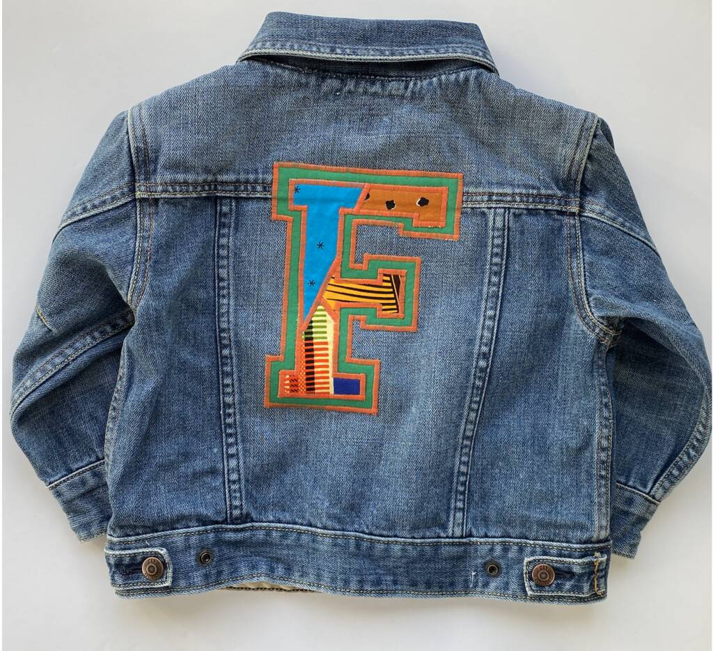 Personalised Varsity Letter Upcycled Denim Kids Jacket By A Tribe Well ...