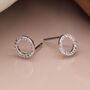 Silver Plated Cubic Zirconia Karma Circle Stud Earrings, thumbnail 3 of 7