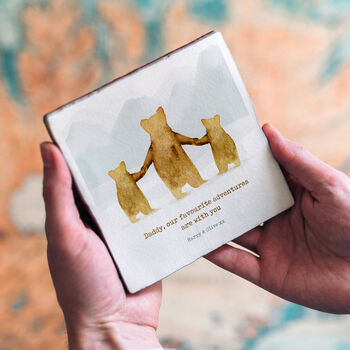Personalised Ceramic Tile Child And Daddy Bear Gift For Dad, 6 of 6