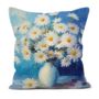 Sunlit Daisies In Blue Hand Made Poly Linen Cushions, thumbnail 2 of 9