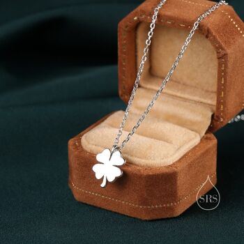 Sterling Silver Tiny Shamrock Pendant Necklace, 2 of 11