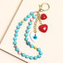 Beaded Turquoise Keyring And Bag Charm, thumbnail 1 of 3