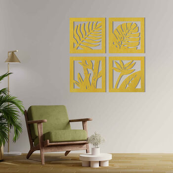 Quadrant Foliage: Four Panel Wooden Leaves Wall Art, 7 of 11