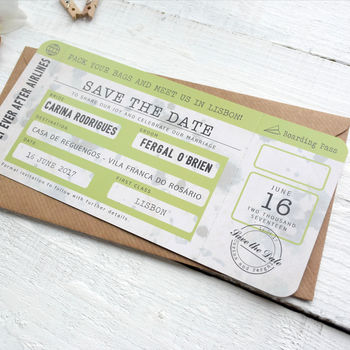 Boarding Pass Save The Date Vintage Style, 7 of 10