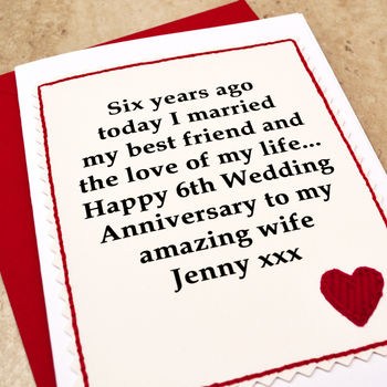 Personalised 6th Wedding Anniversary Card, 3 of 3