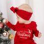My First Christmas Frill Collar Personalised Embroidered Reindeer Pyjamas, thumbnail 1 of 5
