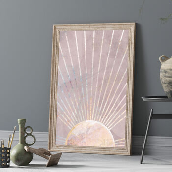 Sun Boho Pink Marble Gold Wall Art Print, 2 of 8