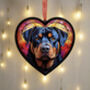 Rottweiler Stained Glass Effect Heart Suncatcher, thumbnail 2 of 4
