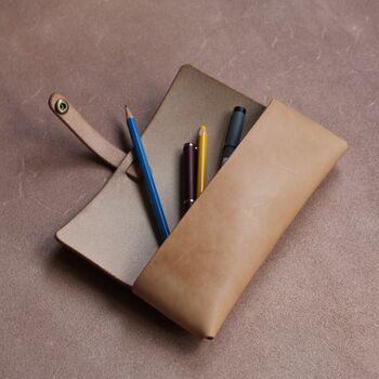 Handmade Leather Pencil Case With Personalisation, 2 of 7