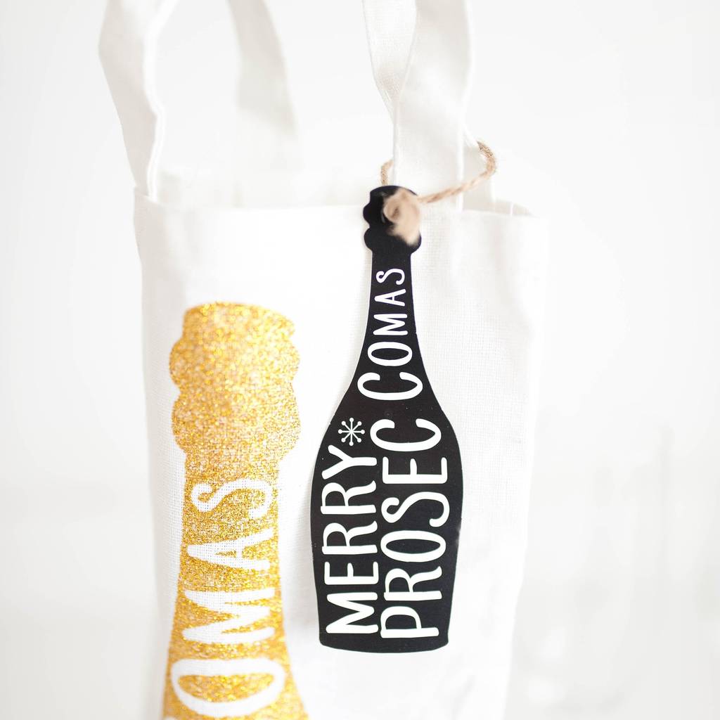 Merry Prosec as Christmas Prosecco Bottle Gift Bag