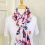 Silky Blue And Red Paisley Floral Print Scarf, thumbnail 2 of 3