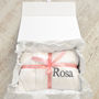 Personalised Twins Soft Baby Dressing Gowns In White, thumbnail 7 of 9