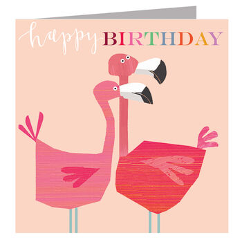Happy Birthday Frilly Flamingos Greetings Card, 2 of 5