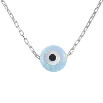 Mini Opalite Plated Silver Evil Eye Necklace, 9 of 11